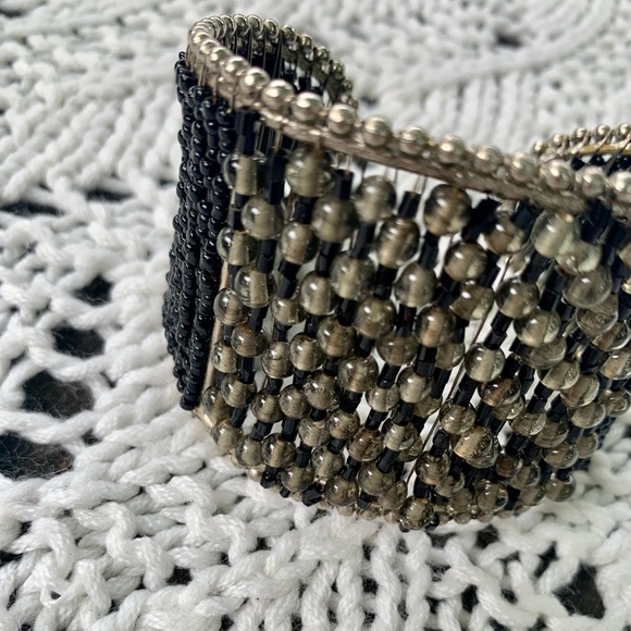 Black Cuff Beaded Bracelet - Picture 3 of 7